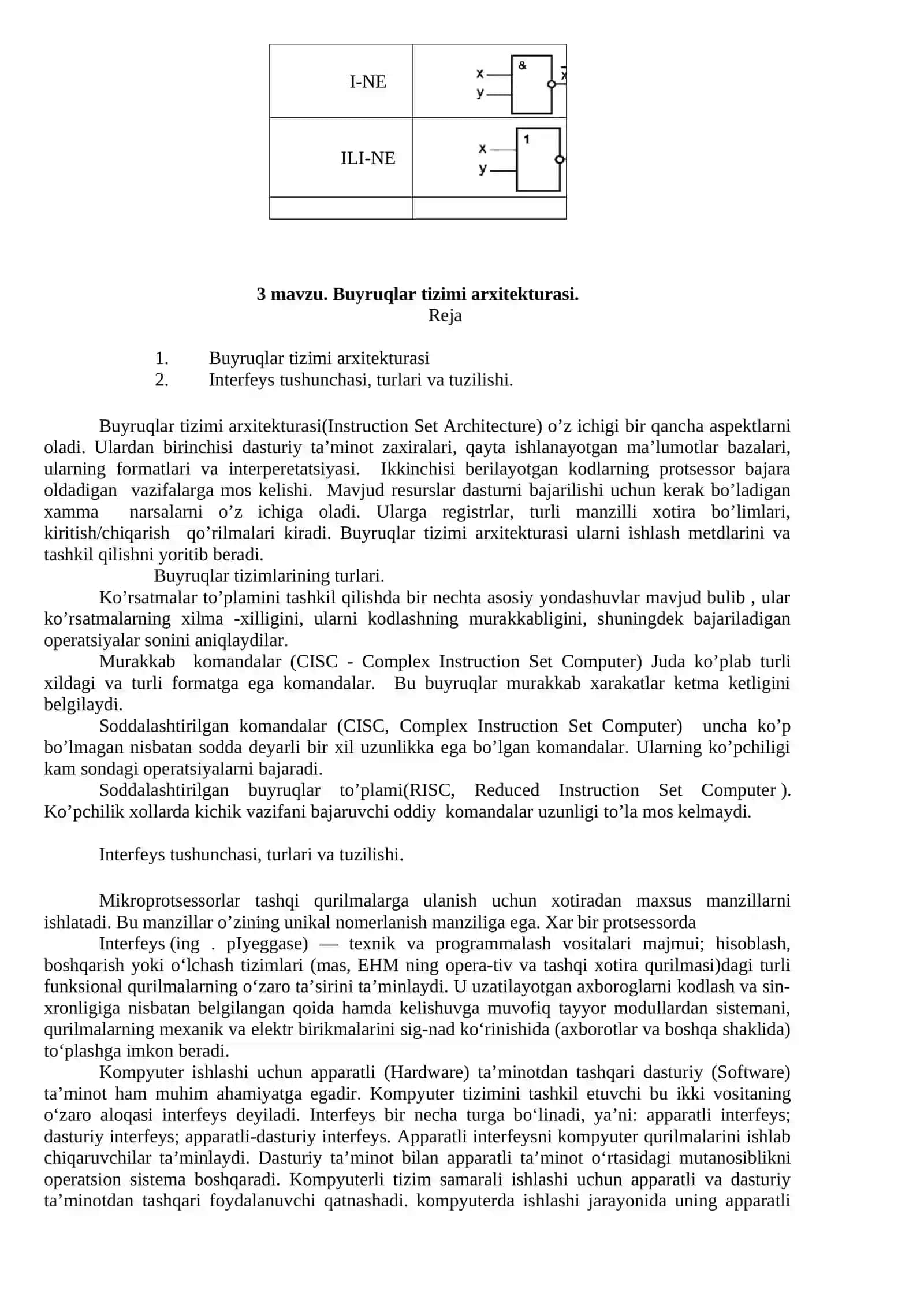 Kompyuterni tashkil etilishining mantiqiy asoslari 4
