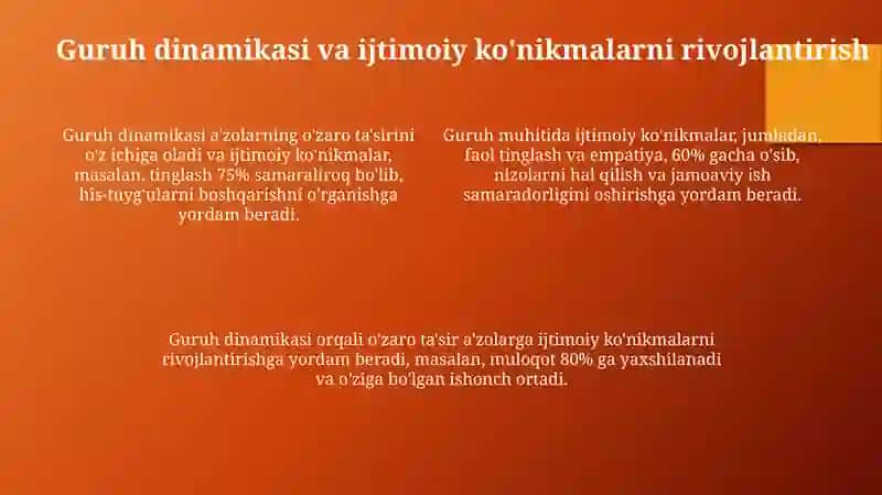 Psixologik ishning guruhli shaklining afzalliklari 4