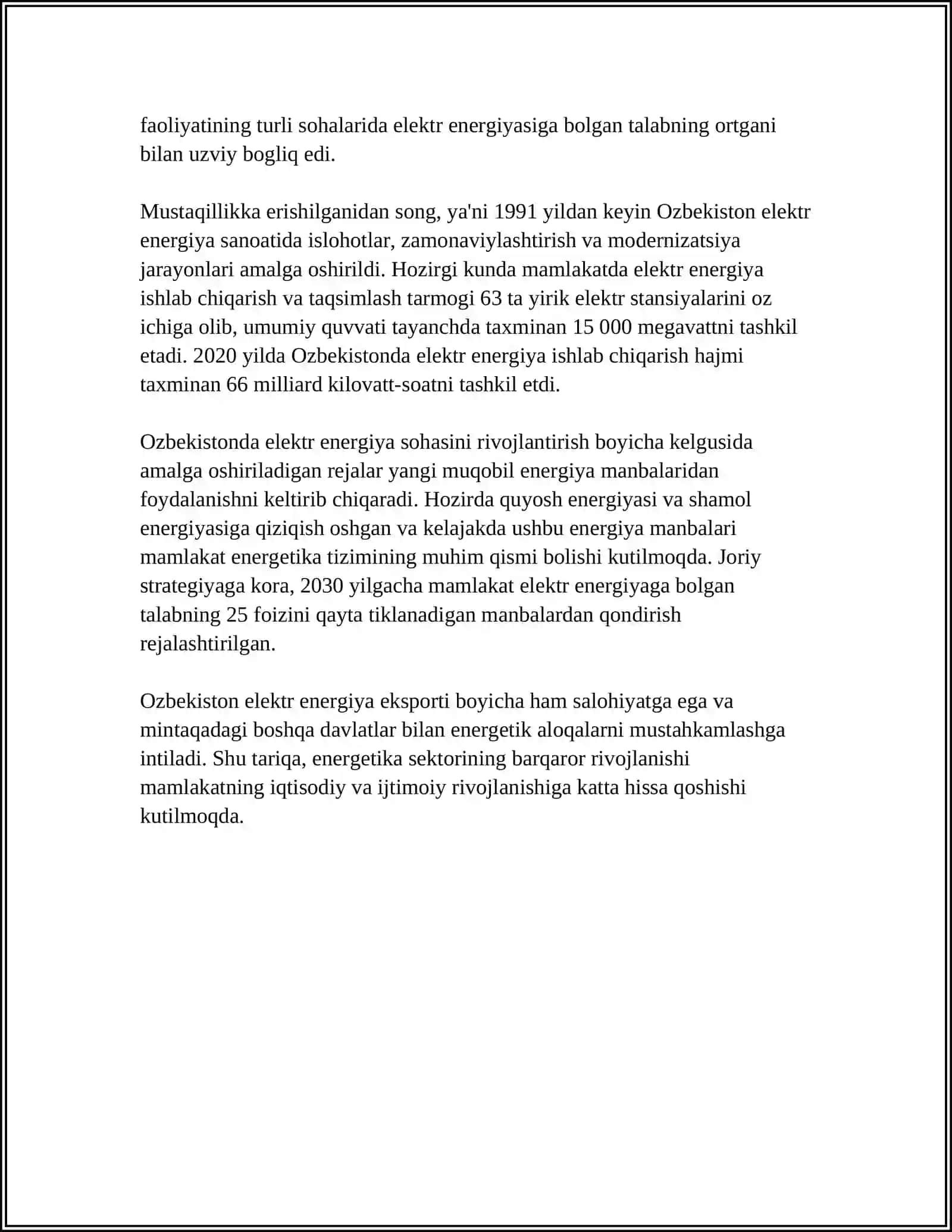O‘ZBEKISTONDA ELEKTR ENERGETIKANING RIVOJLANISH TARIXI 4