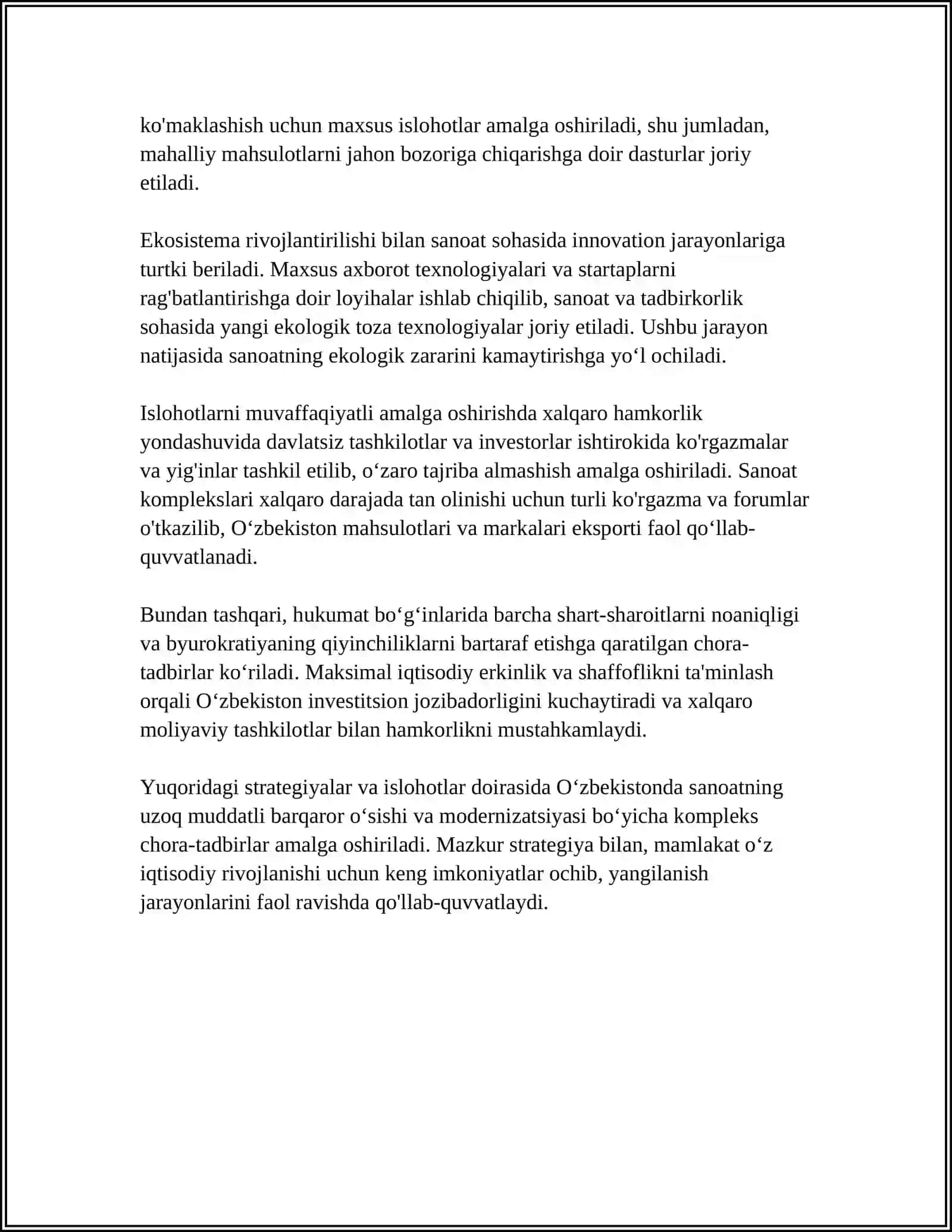 YANGI OʻZBEKISTON TARAQQIYOT STRATEGIYASI ASOSIDA JADAL TARAQQIYOT VA YANGILANISH SARI 4