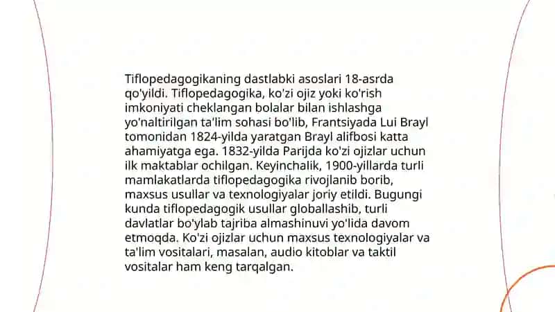 Tiflopedagogikaga fanining rivojlanish tarixi 4