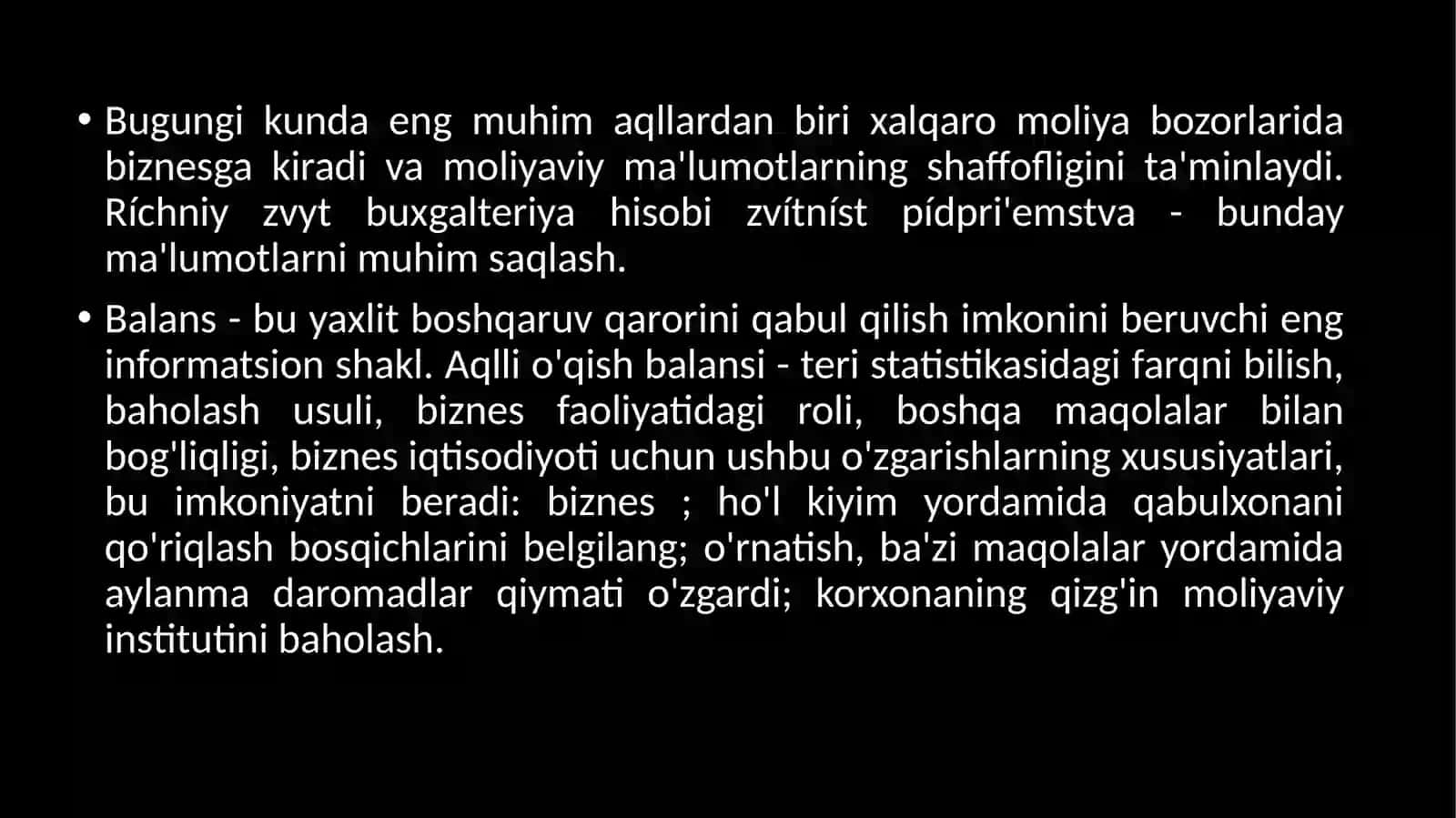 Buxgalteriya balansi ko’rsatkichlari va moliyaviy holat tahlili 4