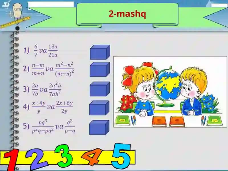 Algebraik kasrlarni umumiy maxrajga keltirish 4