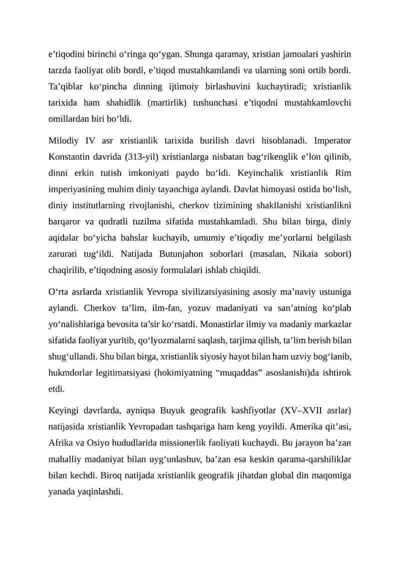 Xristianlik dinining jahon dini sifatidagi maqomi 4
