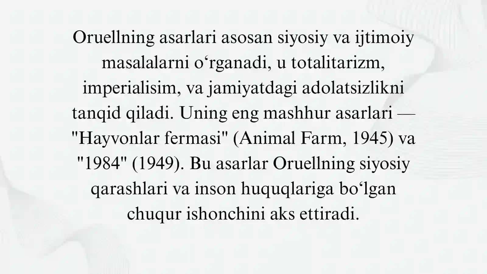JORJ ORUELNING "MOLXONA" ASARI TAHLILI 4