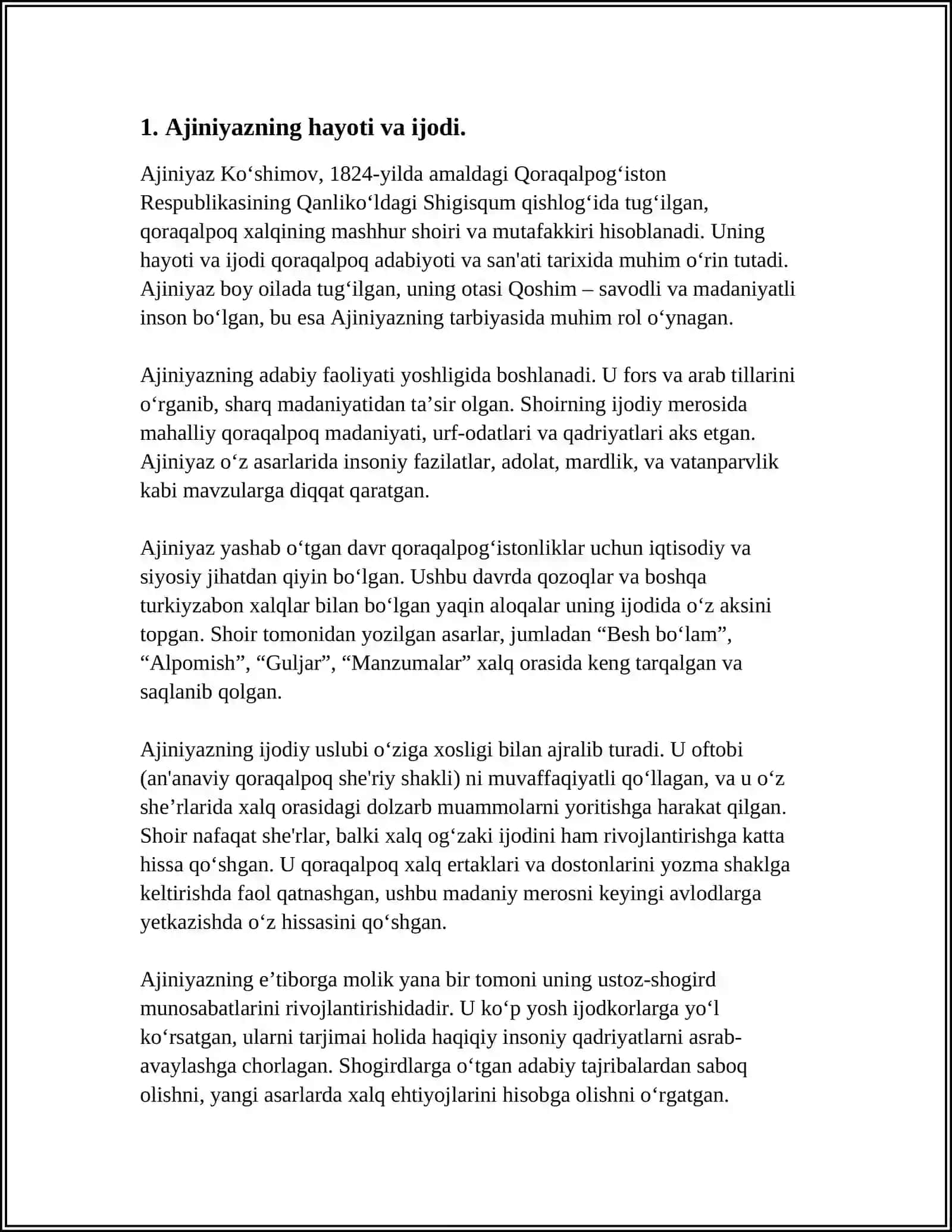 AJINIYAZ DORETIWSHILIGI BOYINSHA K. BEKNIYAZOVTIN QOSIQTIN KUSHI MIYNETI 4