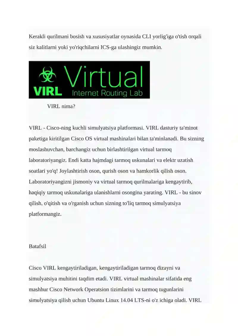 "VIRL: Virtual Internet Routing Lab va Cisco Packet tracer simulyatorlari" 4