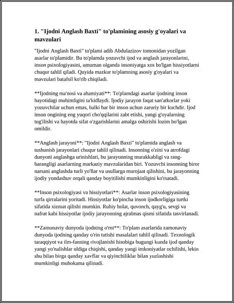 "IJODNI ANGLASH BAXTI" NOMLI MAQOLALAR TO'PLAMI 4