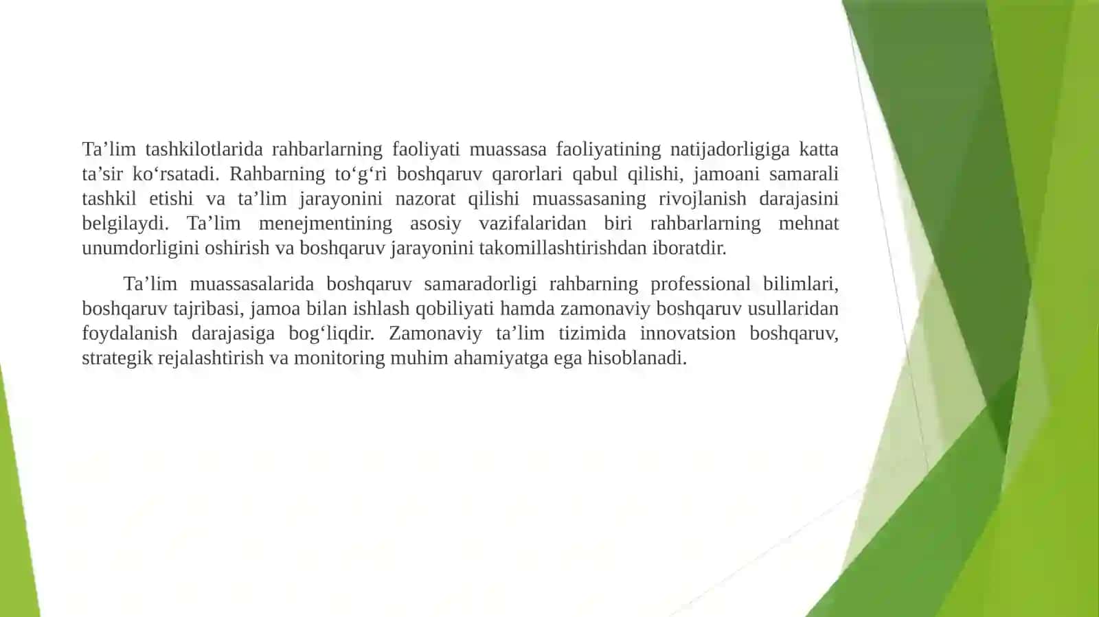 Ta’lim Tashkilotida Rahbarlarning Mehnat Unumdorligi va Ung’a Ta’sir Qiluvchi Omillar 4