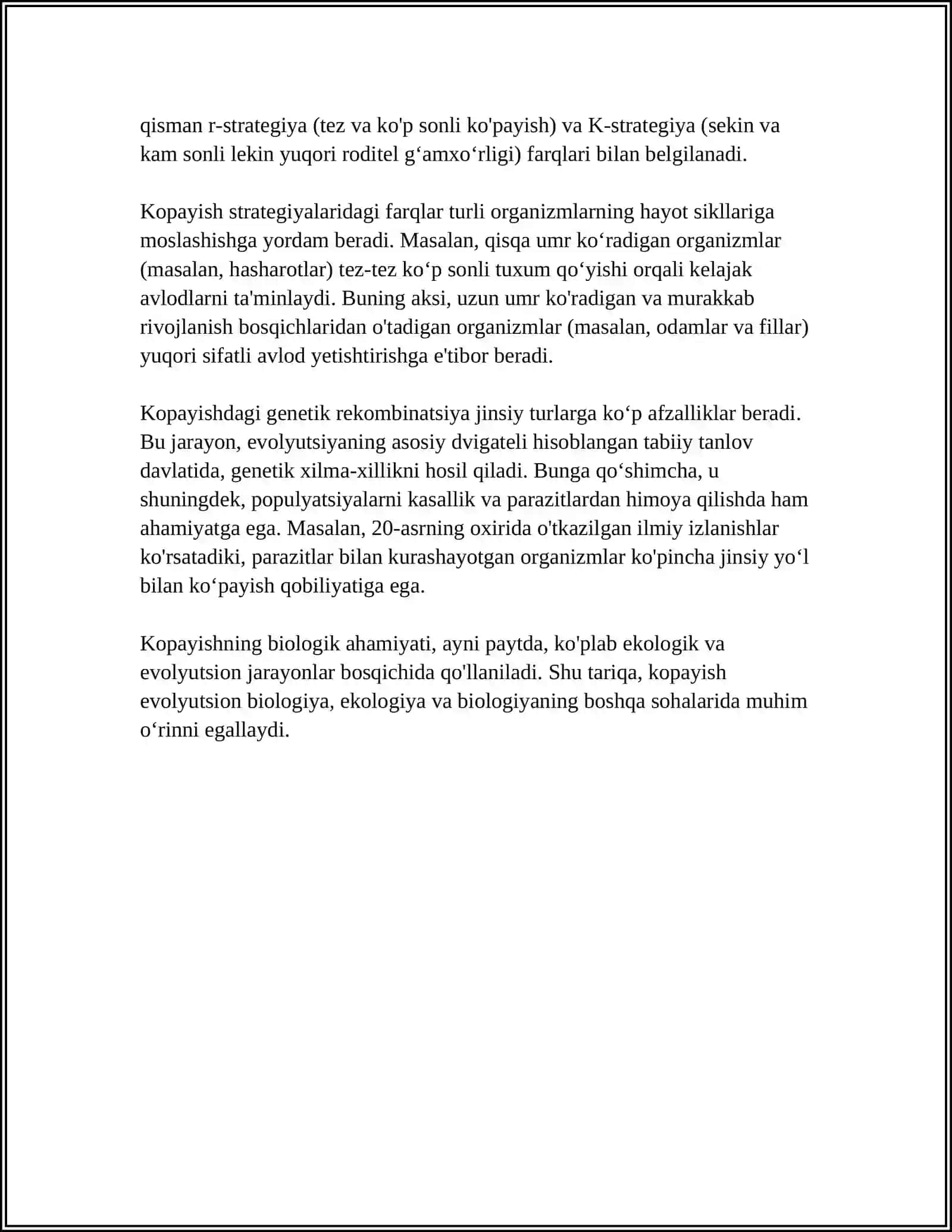KOPAYISH VA UNING TURLARI. UMUMIY GENETIKA ASOSLARI 4