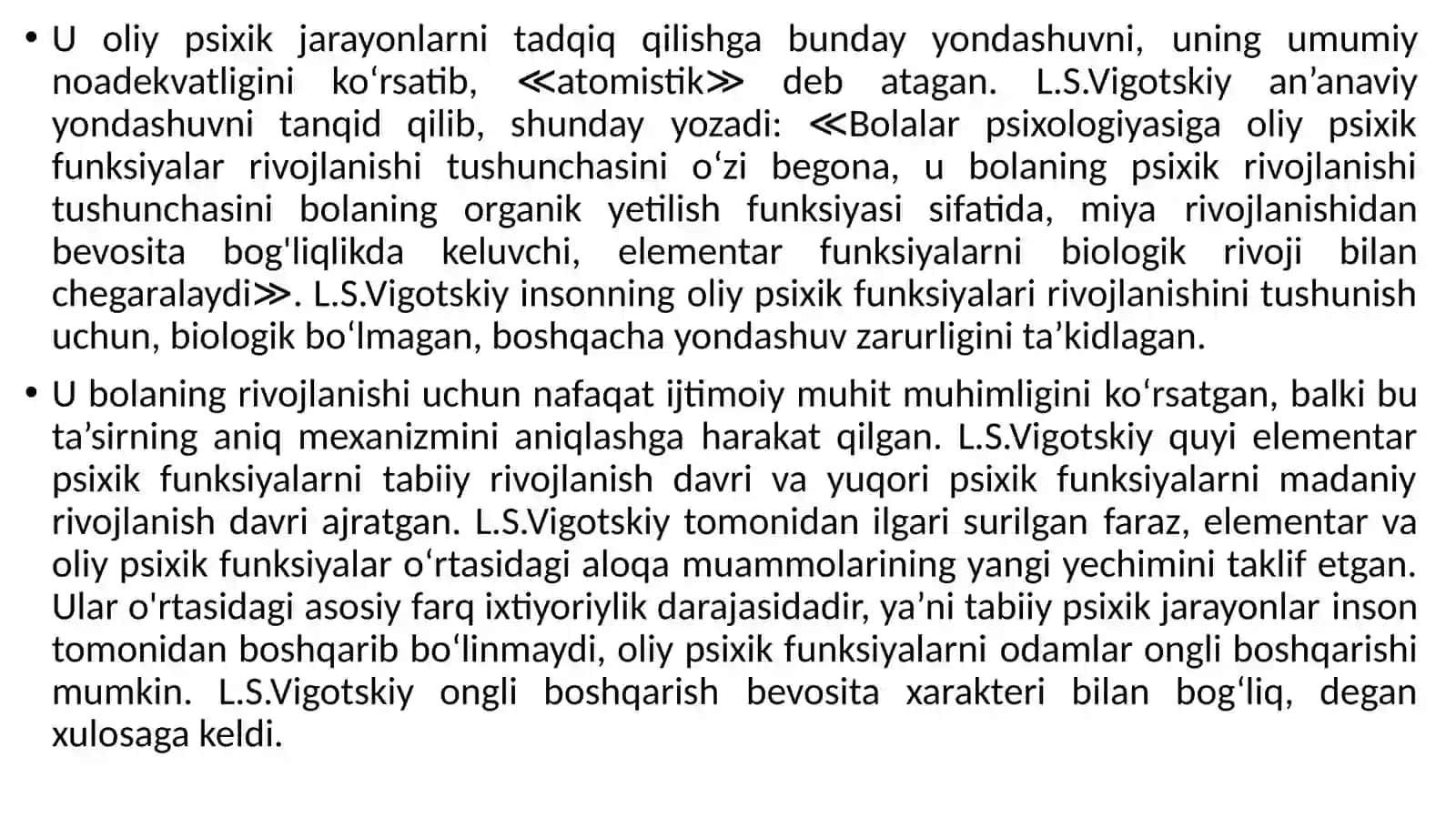 Psixik rivojlanishni tushunishning madaniy-tarixiy konsepsiyasi. L.S.Vigotskiy va uning maktabi 4