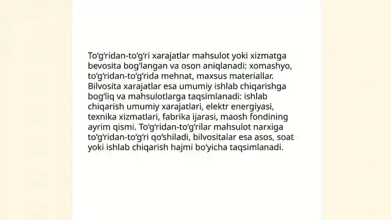 Xarajat turlari va ularning tasniflanishi 4
