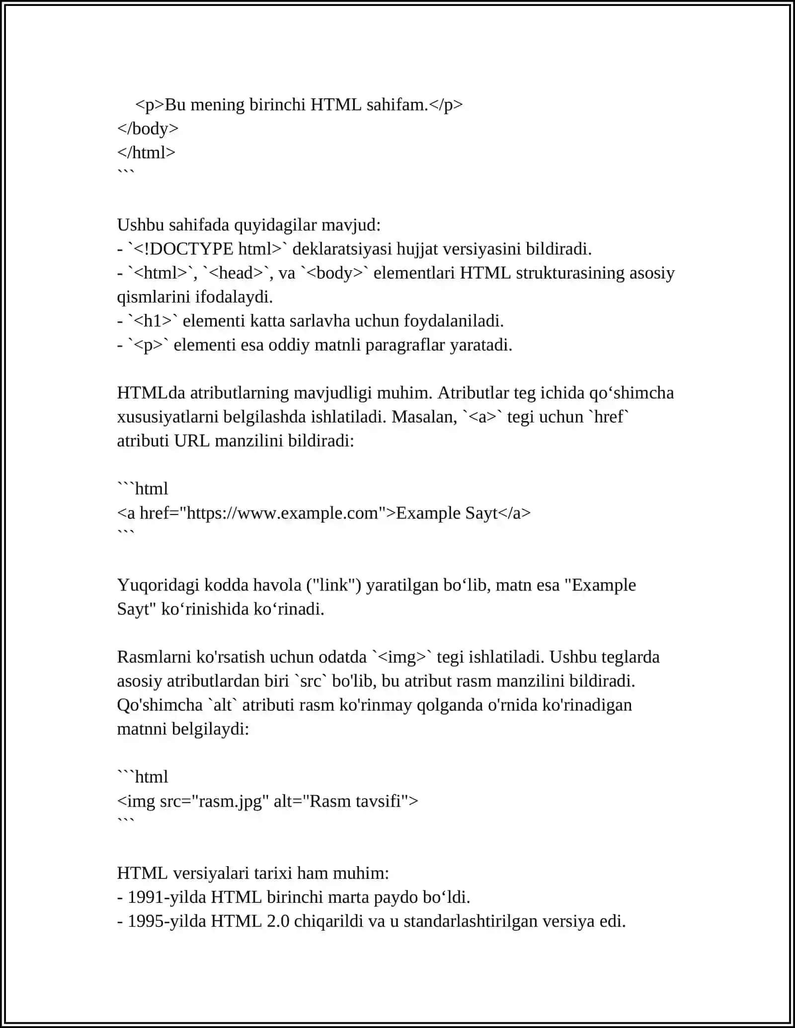 WEB-SAHIFALAR YARATISHNING DASTURIY VOSITALARI VA ULARDA ISHLASH 4