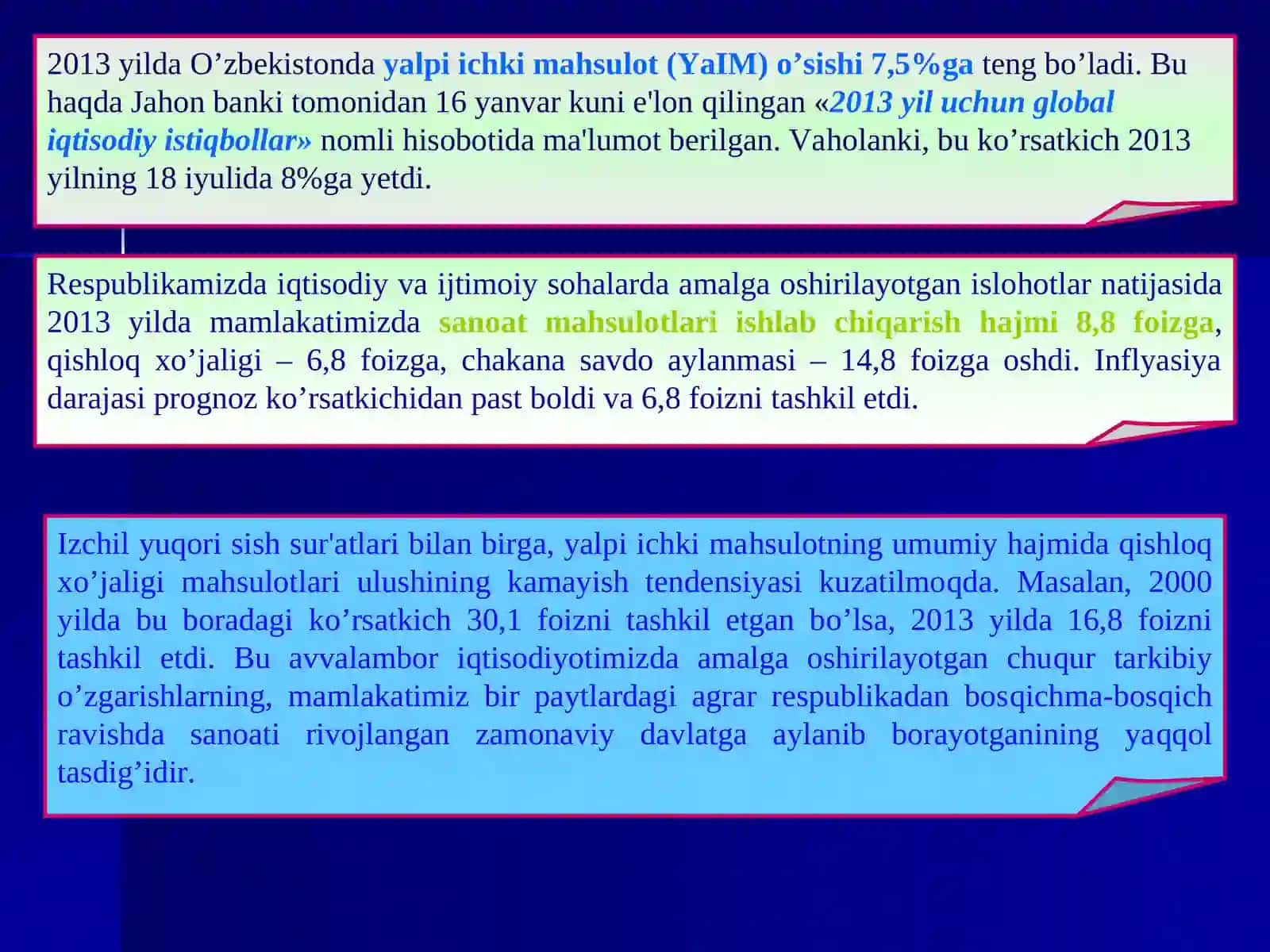 O’zbekistonda sanoat tarmoqlarining rivojlanishi 4