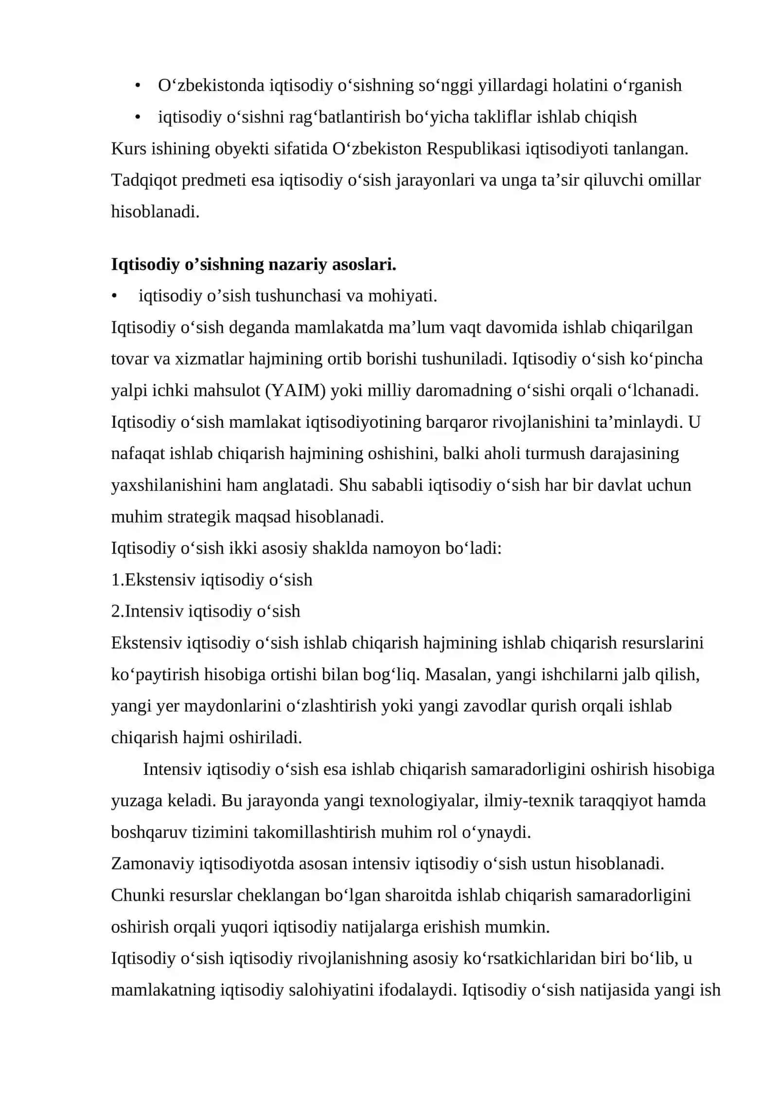 Iqtisodiy o‘sish omillari va O’zbekistondagi iqtisodiy o’sishning so’nggi besh yillik tahlili 4