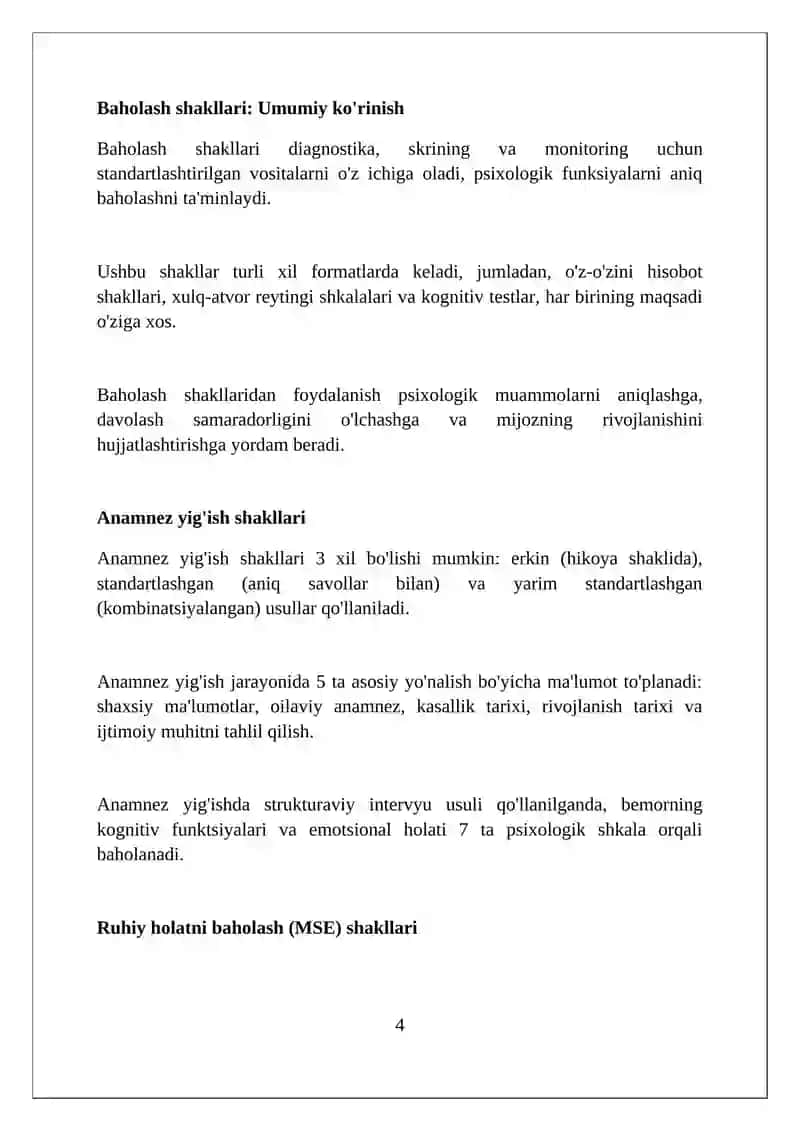 Referat: Maslahat jarayonini qayd qilish. Psixolog xulosa shakllari 4