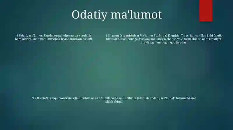 Shaxsni Oʻrganishdagi MaʼLumot Turlari.R.B Ketelt 4