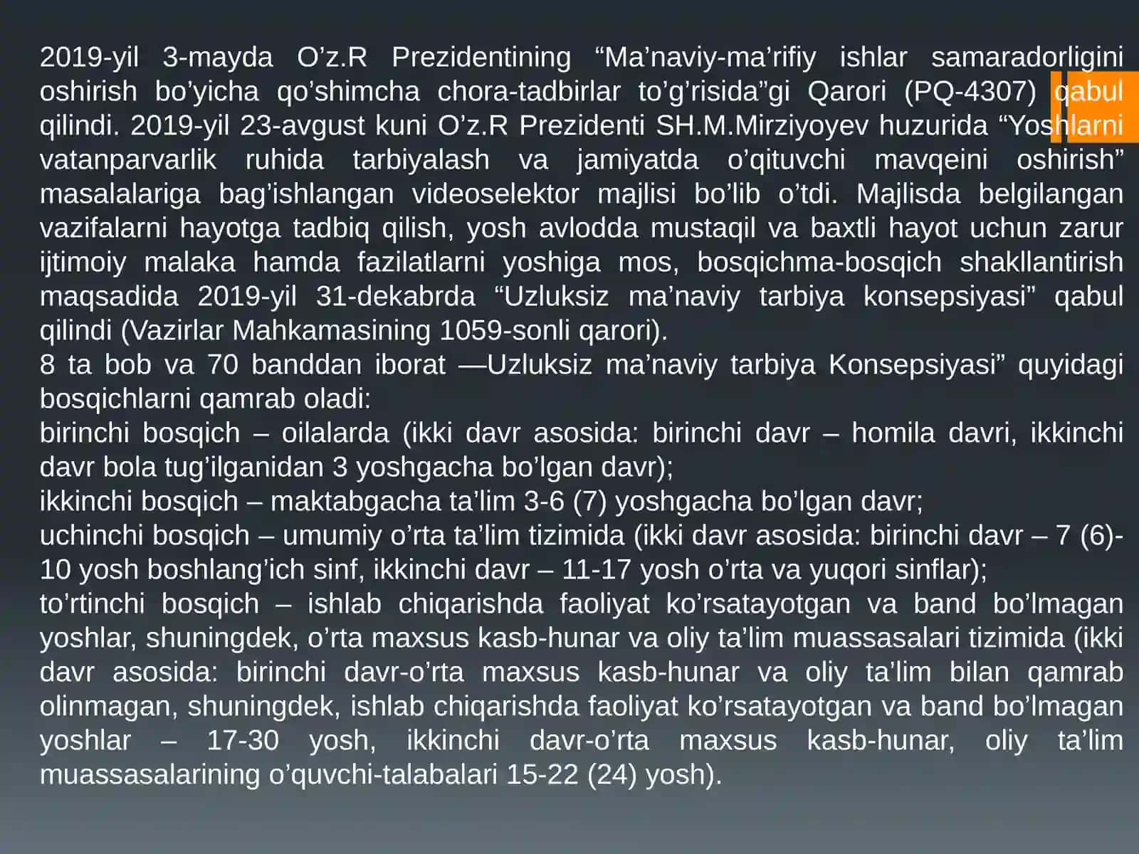 MUSTAQILLIK YILLARIDA O‘ZBEKISTONDAGI MA’NAVIY VA MADANIY TARAQQIYOT. 4