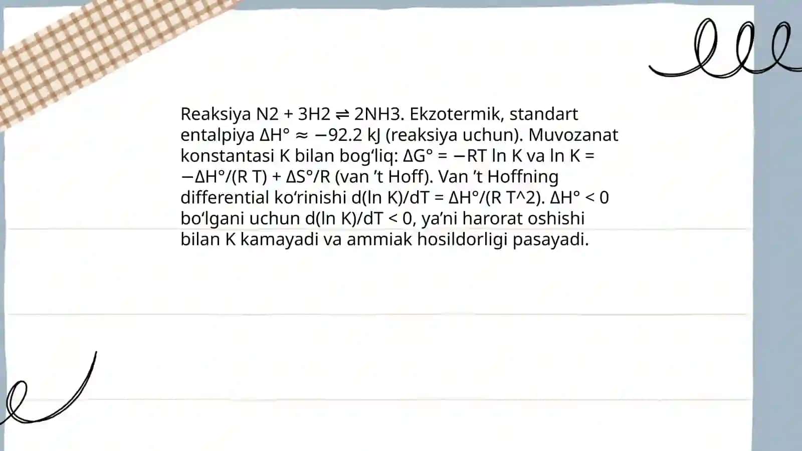 Ammiak sintezi jarayonining nazariy asoslari 4