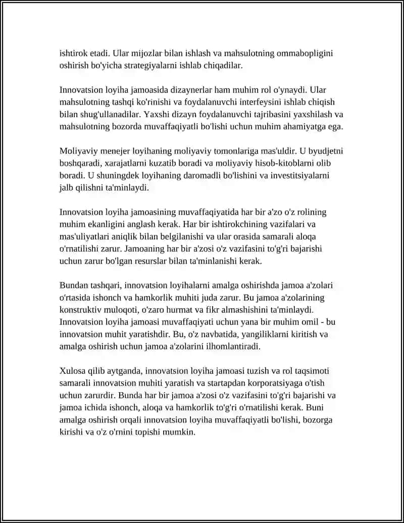 INNOVATSION LOYIHA JAMOASI: STARTAPDAN KORPORATSIYAGACHA 4