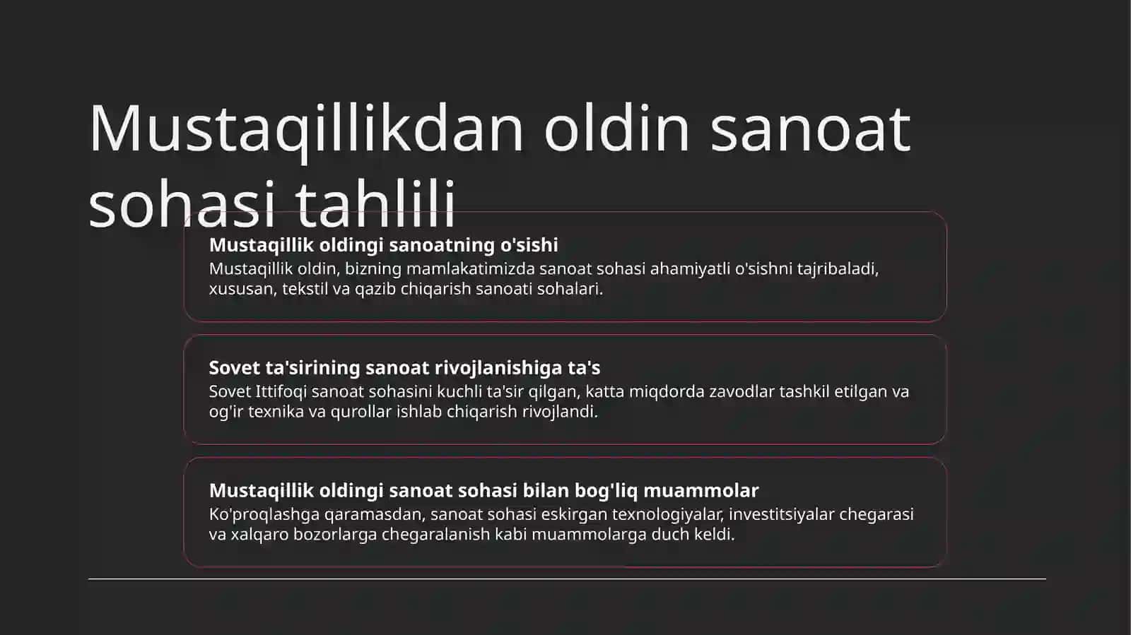 Qishloq xo’jaligi va sanoat sohasidagi o’zgarishlar 4
