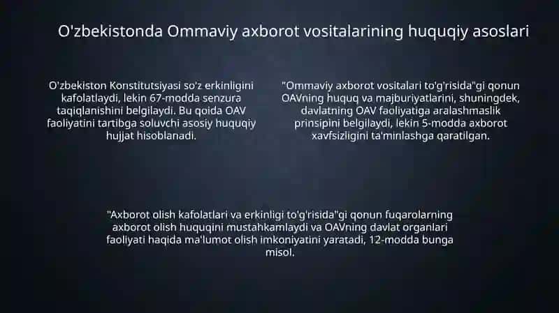 O'zbekiston Respublikasida ommaviy axborot vositalarining faoliyati 4