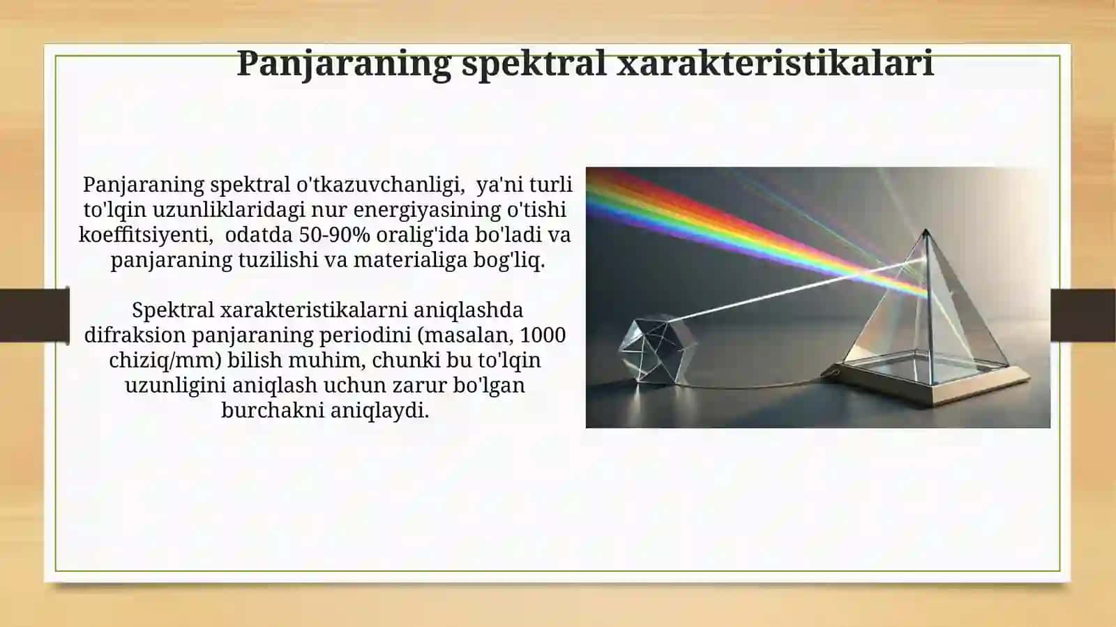 Difraksion panjara va ularning asosiy xarakteristikalarini hisoblash 4