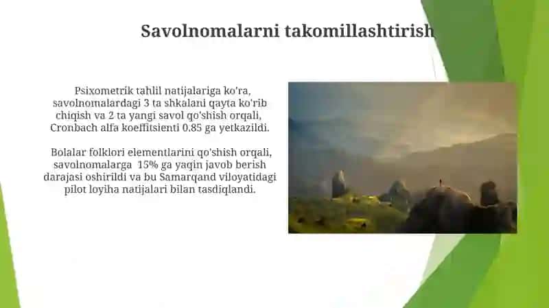Bolalar folklori tabiati bo'yicha test va bliss so'rovnoma topshiriqlari 4