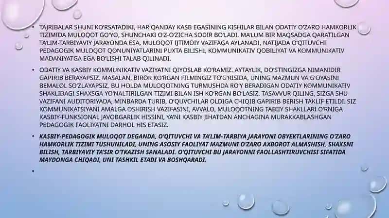 O‘qituvchining pedagogik muloqot qonuniyatlarini puhta bilish 4