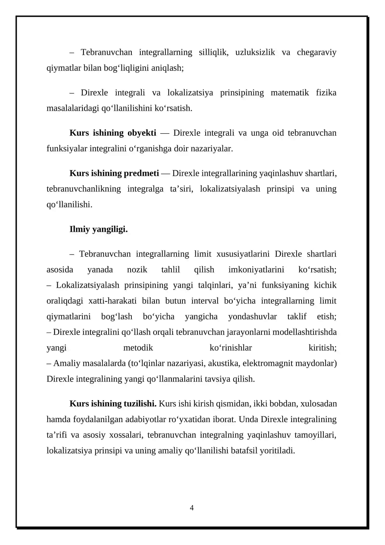 Direxle integrali. Lokalizatsiyalash prinsipi 4