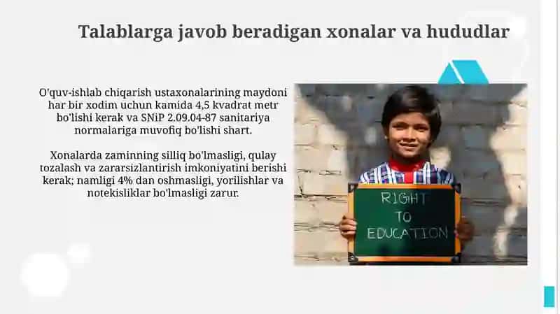 Ta'lim muassasalrining o’quv ishlab-chiqarish ustoxonalari uchun mehnatni muhofaza qilish qoidalari 4