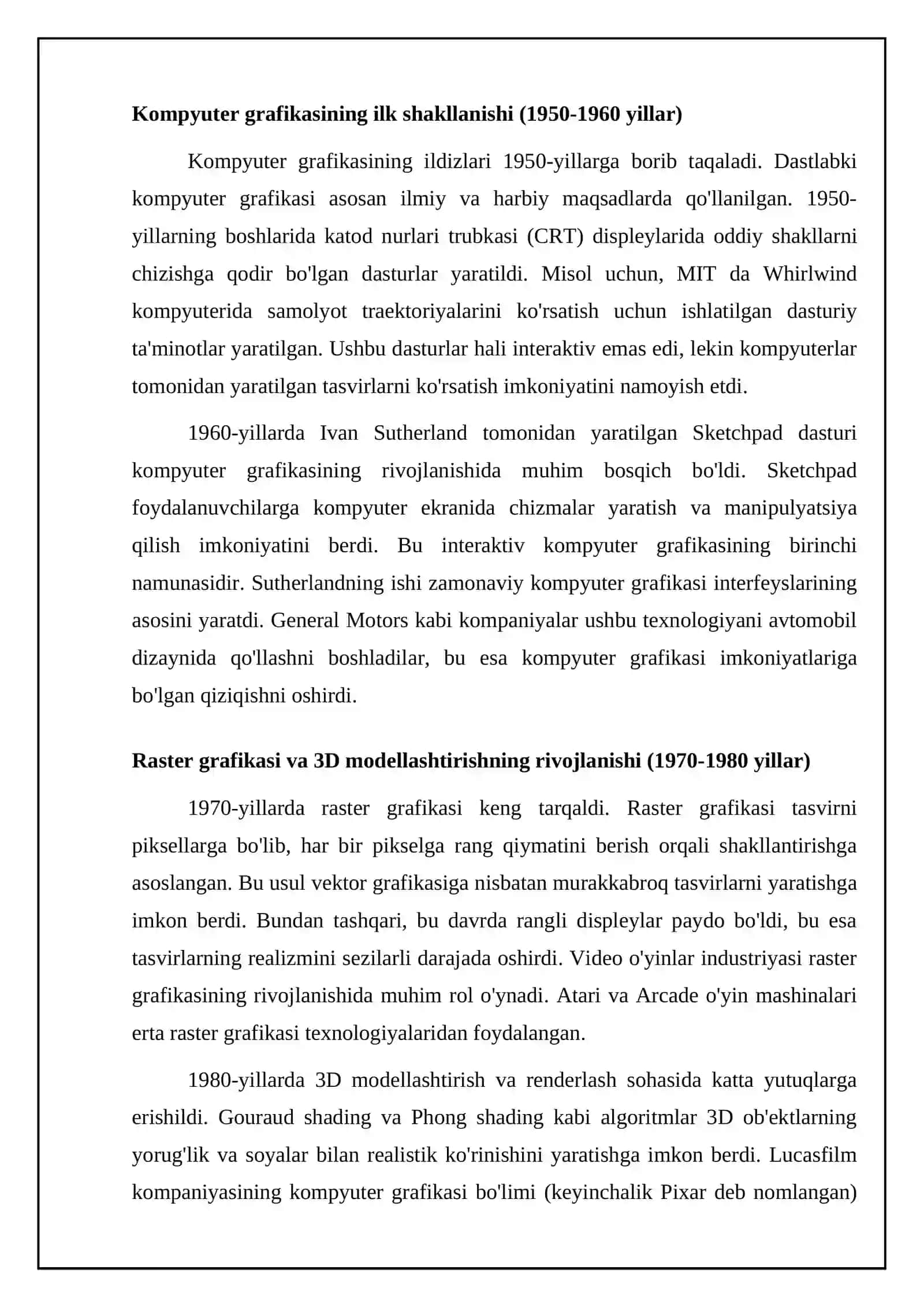 Kompyuter grafikasining rivojlanish tarixi va asosiy bosqichlari 4