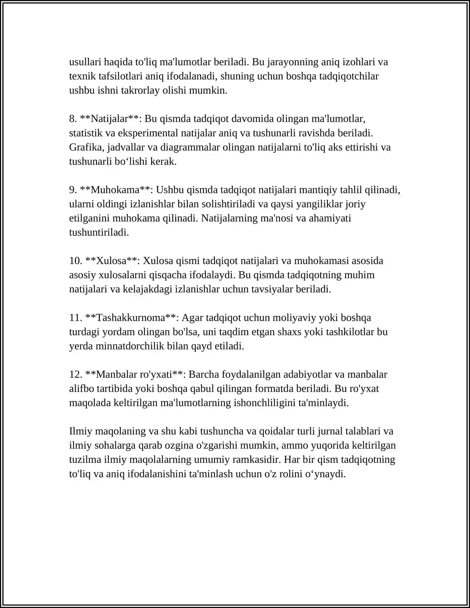 ILMIY MAQOLA VA TEZISLARNI YOZISH TALABLARI. TADQIQOT NATIJALARINI RASMIYLASHTIRISH 4