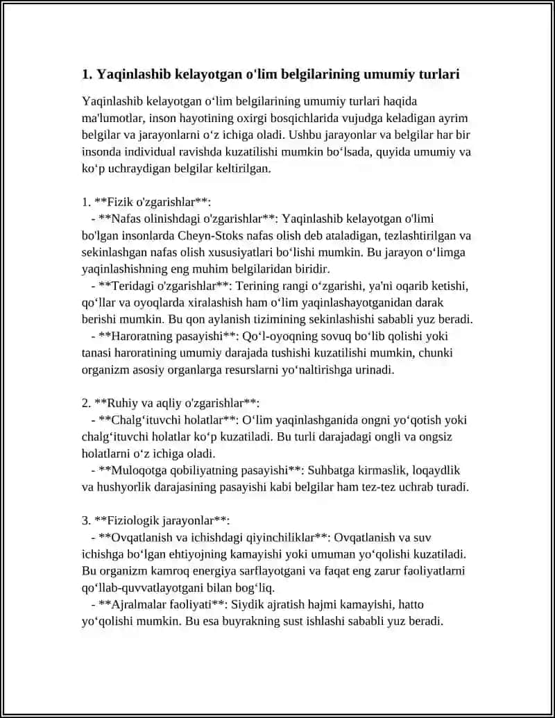 YAQINLASHIB KELAYOTGAN O'LIM BELGILARI VA O'LIMNI TASDIQLASH 4