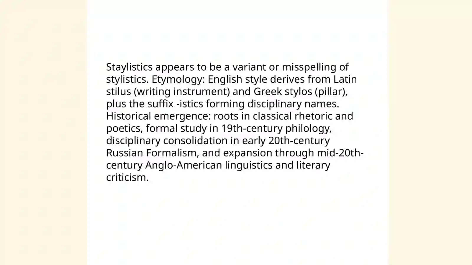 Staylistics: Definitions and Scope 4