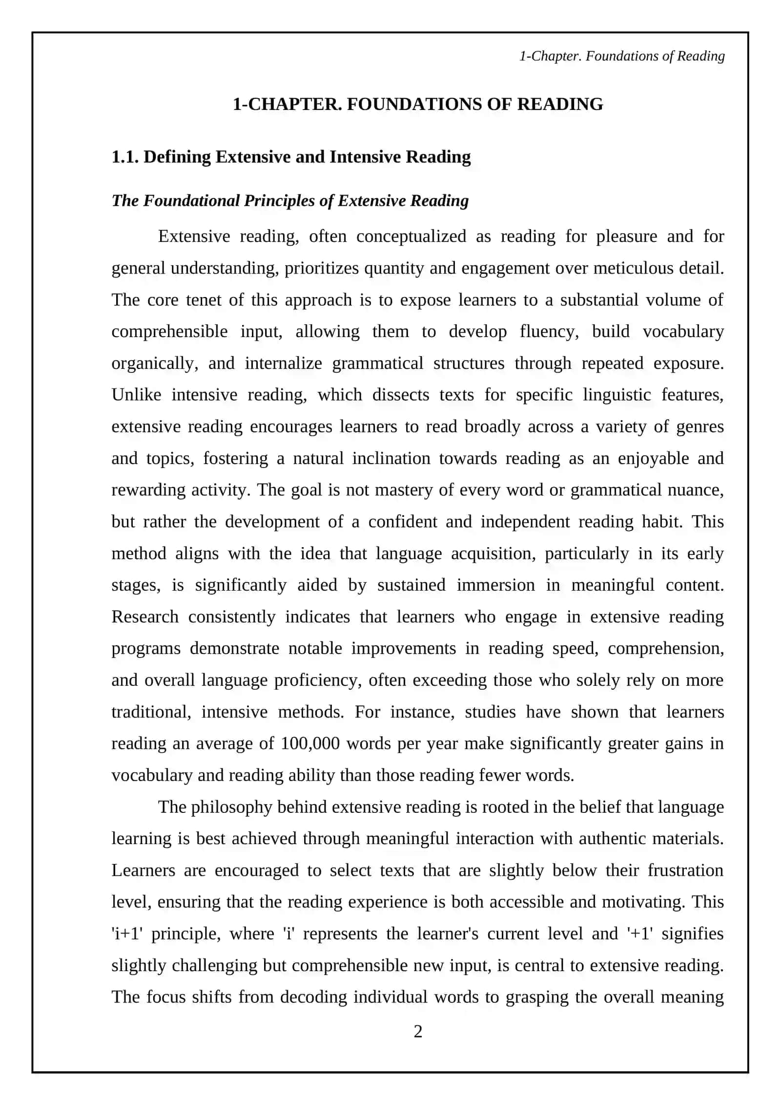Extensive and Intensive Reading Course Work 4
