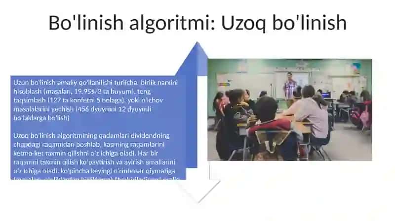 Ko‘p xonali sonlar ustida arifmetik amallarni o‘rgatish algoritm 4