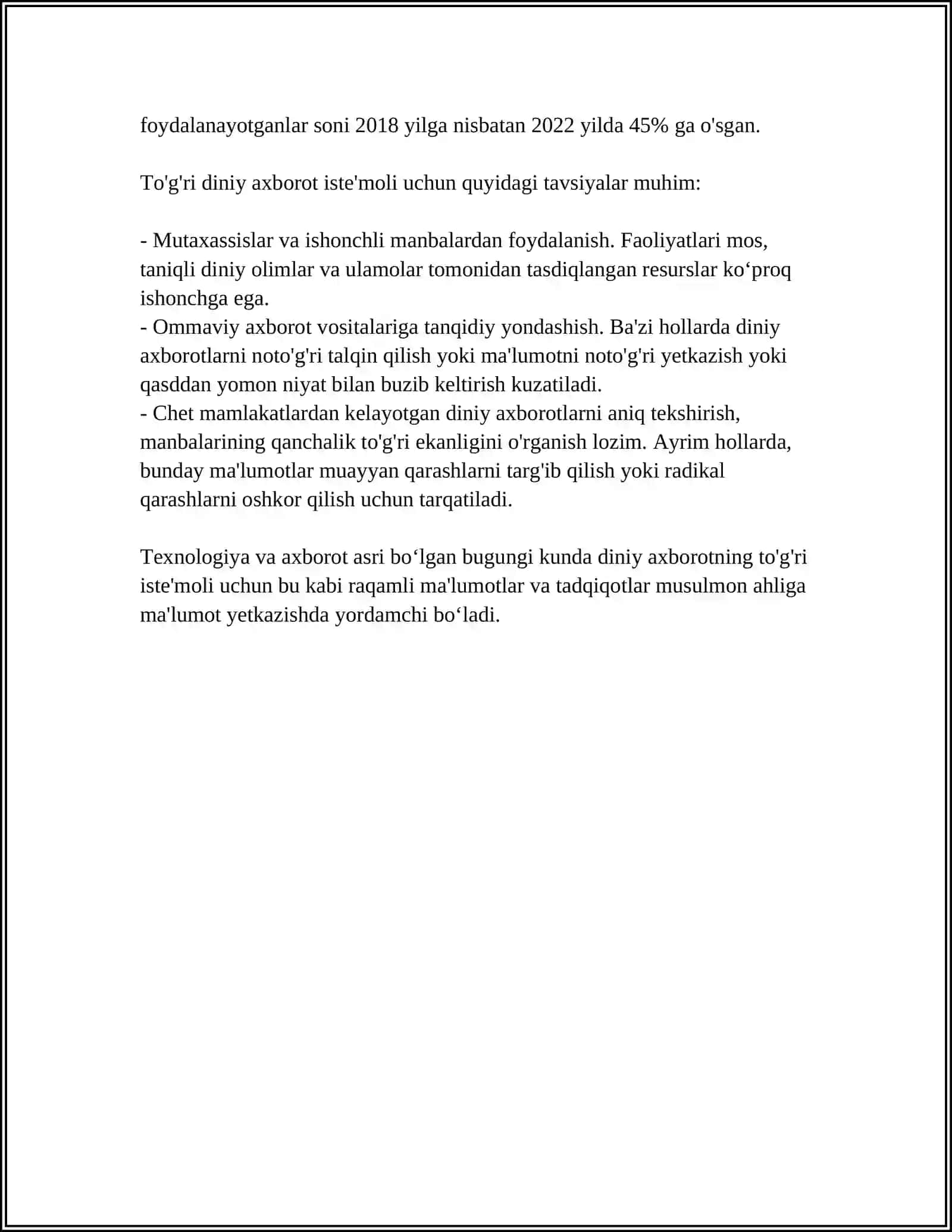 IJTIMOIY TARMOQLARDA DINIY AXBOROT IS'TEMOLI MADANIYATINI TARBIYALASHNING ZARURIYATI 4