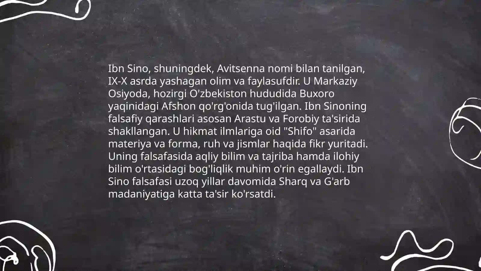 IBN Sinoning adabiy faoliyatiga oid asarlar annotatsiyasini tuzish 4