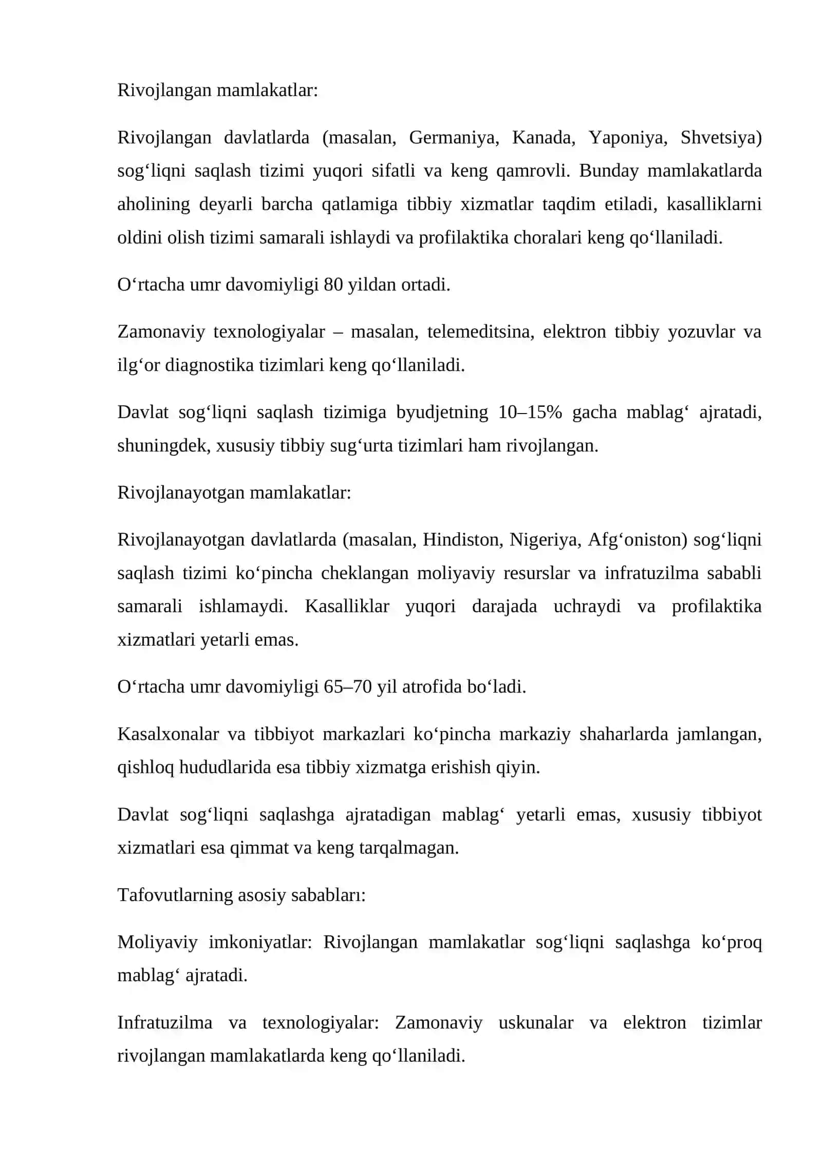 Sog‘liqni saqlash tizimining mohiyati va rivojlanishining umumiy tavsifi 4