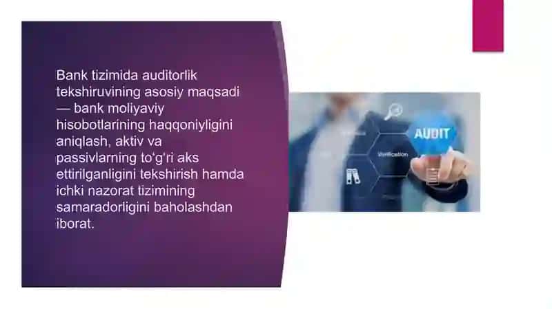 Banklarda auditorlik tekshiruvlari boʻyicha buxgalteriya hisobi 4