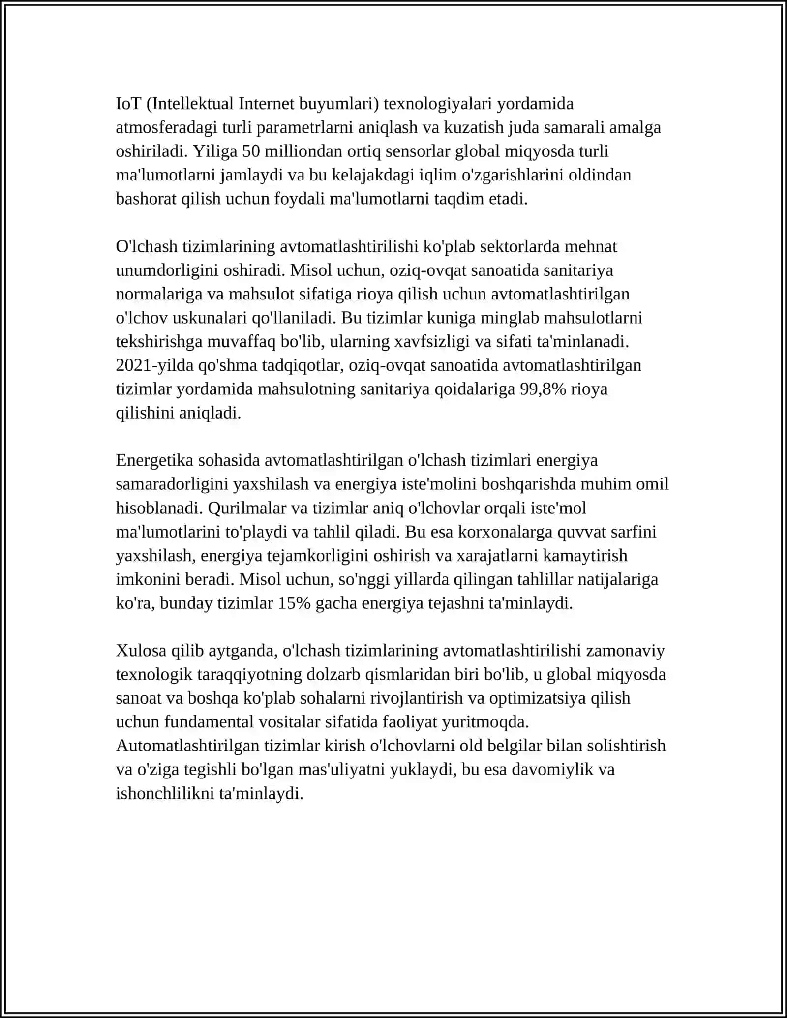 O‘LCHASH TEXNIKASIDA YANGI VA AVTOMATLASHTIRILGAN TIZIMLAR 4