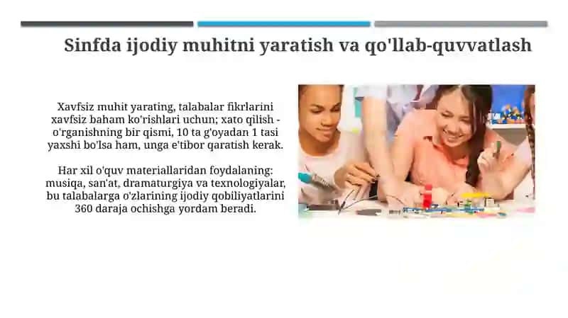 Darsdagi kreativ muammolarni hal etish 4