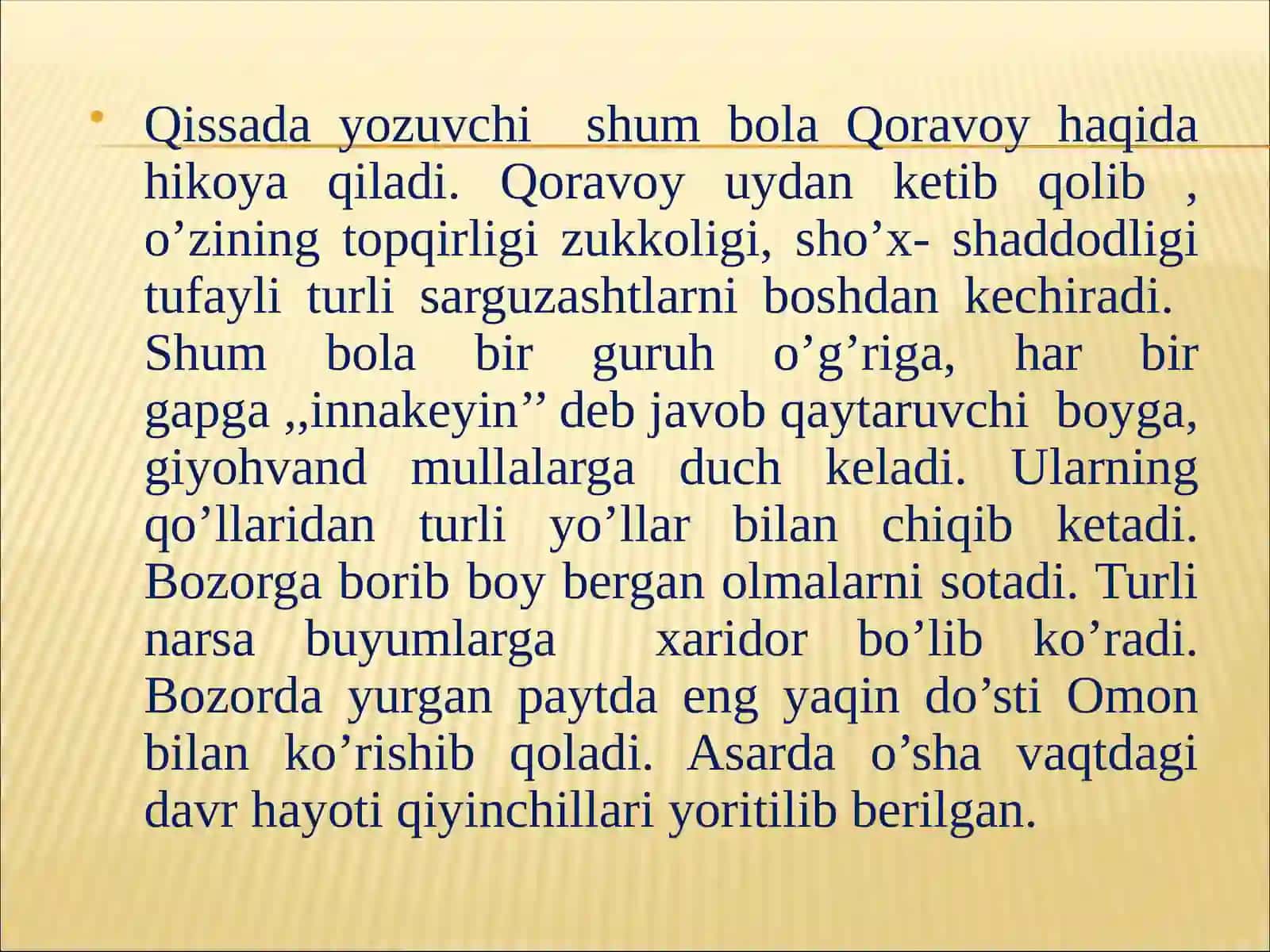 "Shum bola va Tirilgan murda asarlarining" tahlili 4