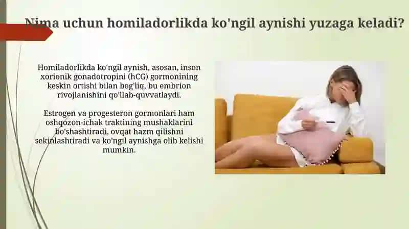 Ertalabki ko'ngil aynishi va homiladorlikdagi ko'ngil aynishi 4