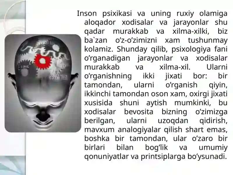Psixika xaqida tushuncha.Psixika va aks ettirish xususiyatlari 4