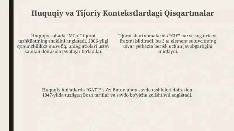 Soha Qisqartmalari: Ta'rif va To'liq Shakllar 4