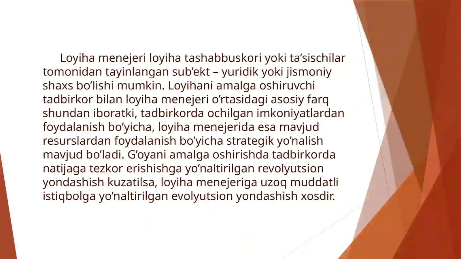 Loyiha boshqaruvi fanining predmeti va mazmuni 4