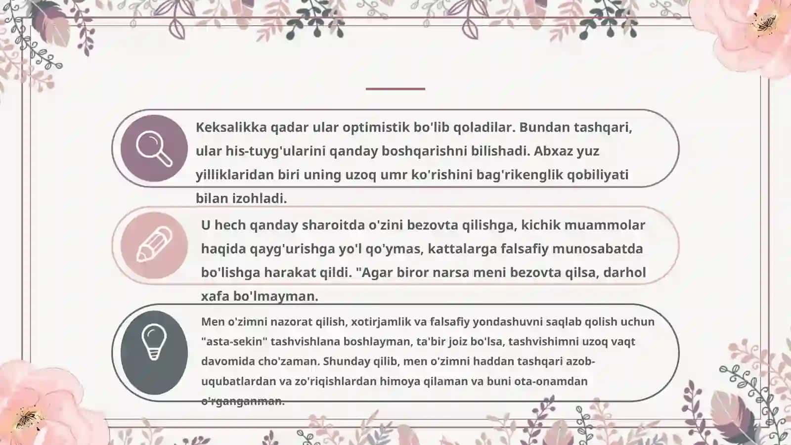 Uzoq umr ko'rishning biologik ijtimoiy va psixologik omillari 4