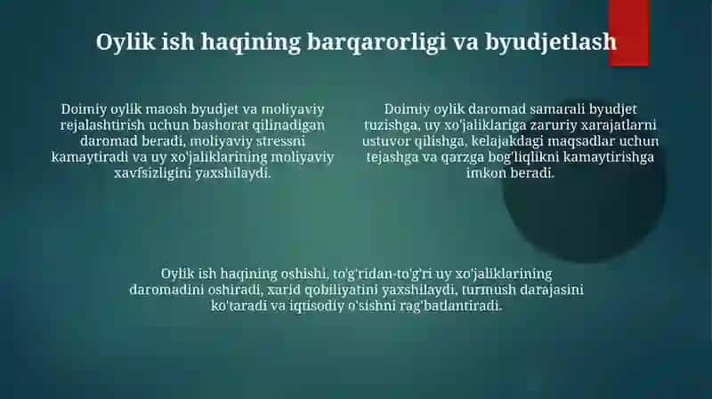 Aholi daromadlarini oshirishda oylik ish haqining o'rni 4